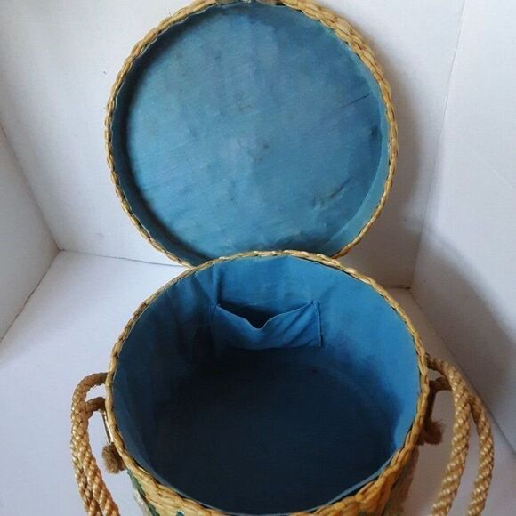 Vintage 70's Straw Floral Hats/ Tote Bag - Picture 5 of 12